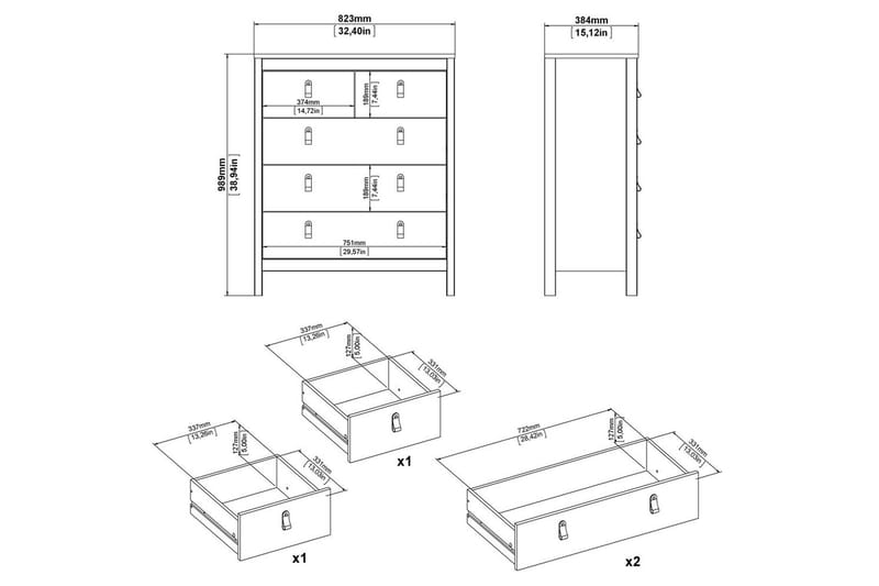 Vallvidera Kommode 82,3 cm - Svart - Oppbevaring - Oppbevaringsmøbler - Kommode