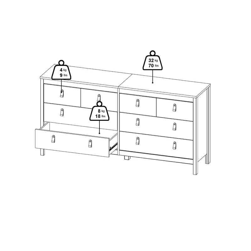 Vallvidera Kommode med 4 små og 4 større skuffer 160 cm - Oppbevaring - Oppbevaringsmøbler - Kommode