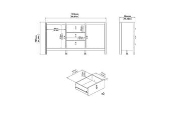 Vallvidera Skjenk 151x38 cm - Beige - Oppbevaring - Oppbevaringsmøbler - Sideboard & skjenk