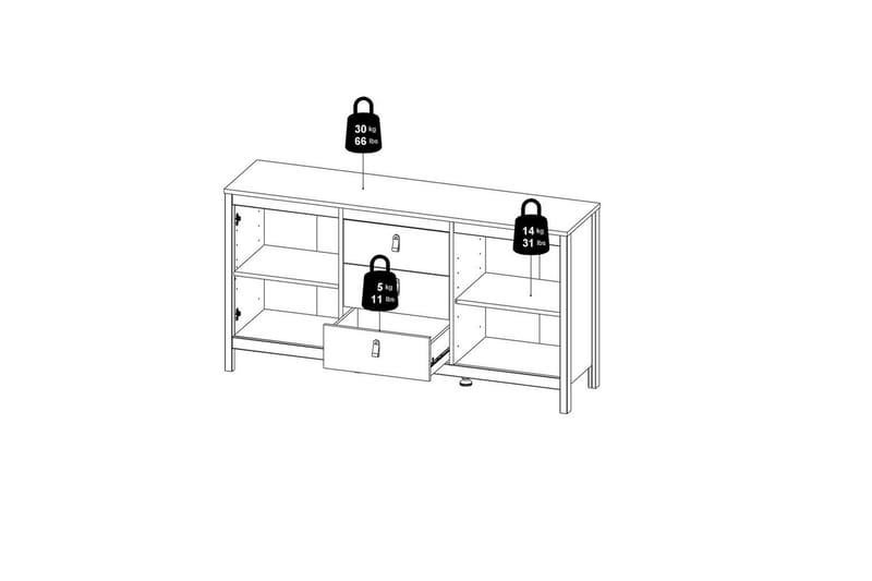 Vallvidera Skjenk 151x38 cm - Beige - Oppbevaring - Oppbevaringsmøbler - Sideboard & skjenk