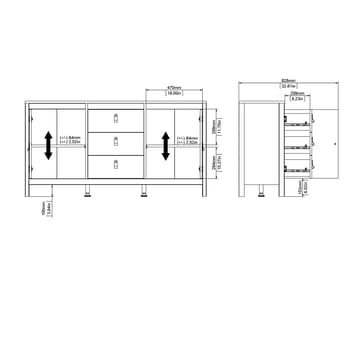 Vallvidera Skjenk med 2 dører og 3 skuffer 151 cm - Oppbevaring - Oppbevaringsmøbler - Sideboard & skjenk