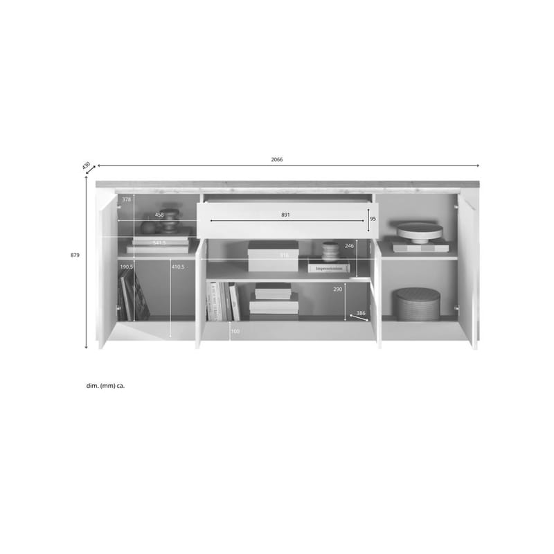 Vandesar Skjenk 207 cm - Natur/Hvit - Oppbevaring - Oppbevaringsmøbler - Sideboard & skjenk