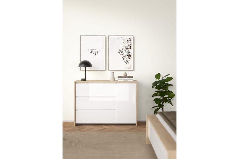 Varun Skjenk 119x48 cm - Hvit/Natur - Oppbevaring - Oppbevaringsmøbler - Sideboard & skjenk