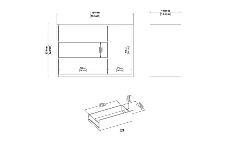 Varun Skjenk 119x48 cm - Hvit/Natur - Oppbevaring - Oppbevaringsmøbler - Sideboard & skjenk