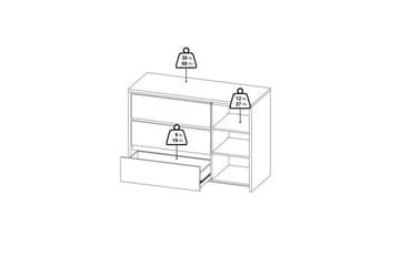 Varun Skjenk 119x48 cm - Hvit/Natur - Oppbevaring - Oppbevaringsmøbler - Sideboard & skjenk