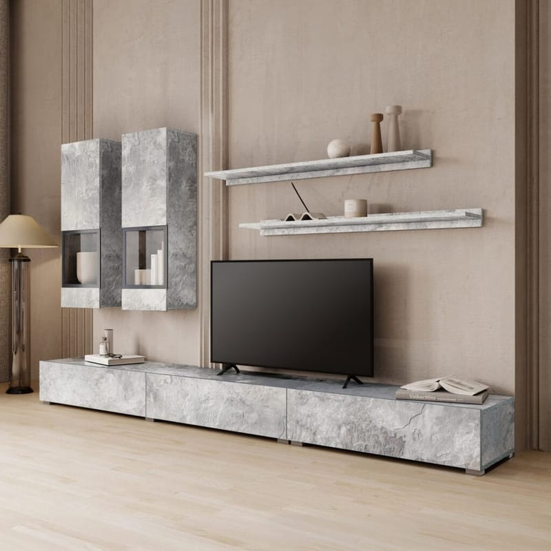 Veggenhet Baros - Betonglys - Oppbevaring - Oppbevaringsmøbler - Møbelsett til stue