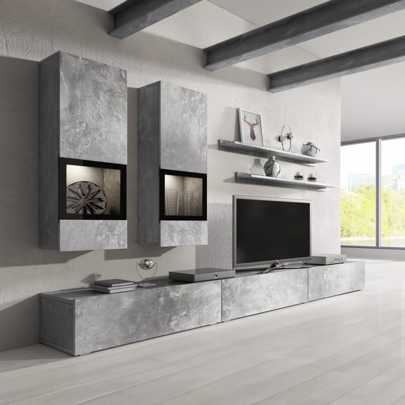 Veggenhet Baros - Betonglys - Oppbevaring - Oppbevaringsmøbler - Møbelsett til stue