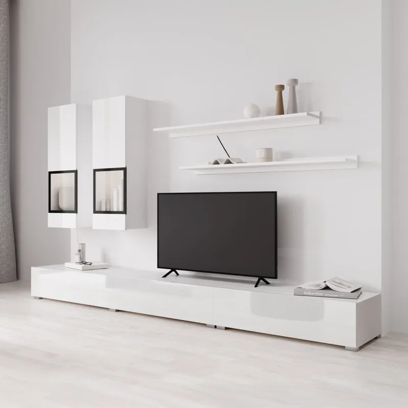 Veggenhet Baros - Hvit Laminat - Oppbevaring - Oppbevaringsmøbler - Møbelsett til stue