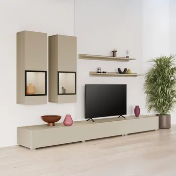 Veggenhet Baros - Lys beige - Oppbevaring - Oppbevaringsmøbler - Møbelsett til stue