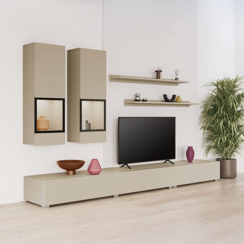 Veggenhet Baros - Lys beige - Oppbevaring - Oppbevaringsmøbler - Møbelsett til stue