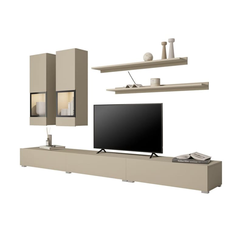 Veggenhet Baros - Lys beige - Oppbevaring - Oppbevaringsmøbler - Møbelsett til stue