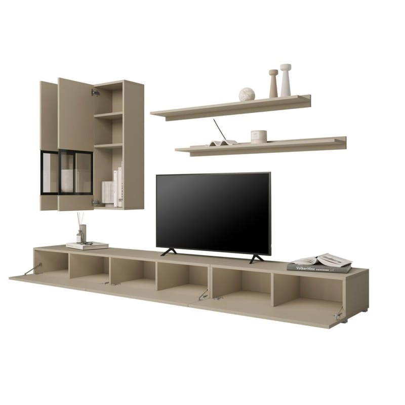 Veggenhet Baros - Lys beige - Oppbevaring - Oppbevaringsmøbler - Møbelsett til stue