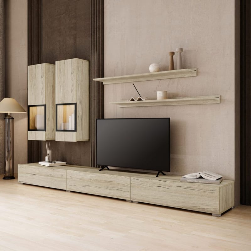 Veggenhet Baros - San Remo Eik Lys Laminat - Oppbevaring - Oppbevaringsmøbler - Møbelsett til stue