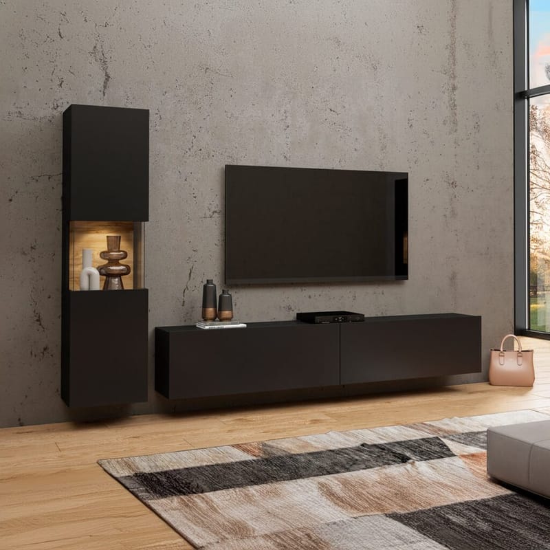 Veggseksjon Ava 2 stykker (05+40) - Black Onyx - Oppbevaring - Oppbevaringsmøbler - Møbelsett til stue