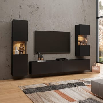 Veggseksjon Ava 3 stykker (05+07+40) - Black Onyx - Oppbevaring - Oppbevaringsmøbler - Møbelsett til stue