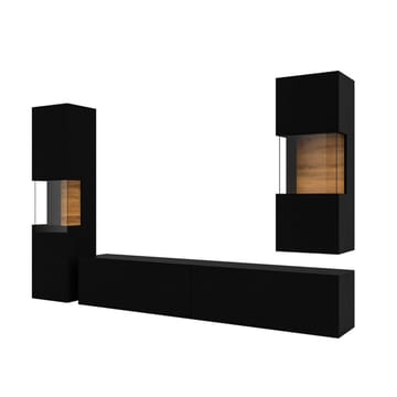 Veggseksjon Ava 3 stykker (05+07+40) - Black Onyx - Oppbevaring - Oppbevaringsmøbler - Møbelsett til stue
