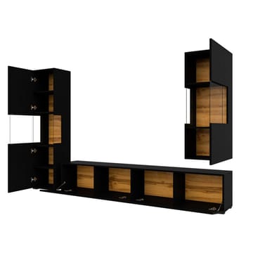 Veggseksjon Ava 3 stykker (05+07+40) - Black Onyx - Oppbevaring - Oppbevaringsmøbler - Møbelsett til stue