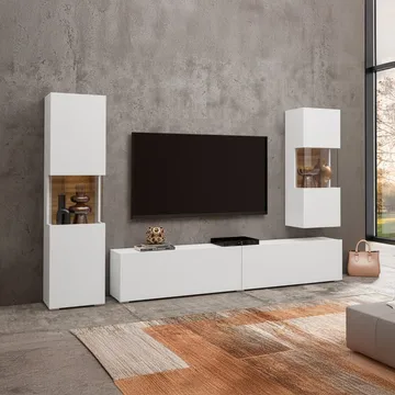Veggseksjon Ava 3 stykker (05+07+40) - Hvit - Oppbevaring - Oppbevaringsmøbler - M øbelsett til stue