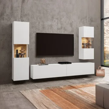 Veggseksjon Ava 3 stykker (05+07+40) - Hvit - Oppbevaring - Oppbevaringsmøbler - Møbelsett til stue