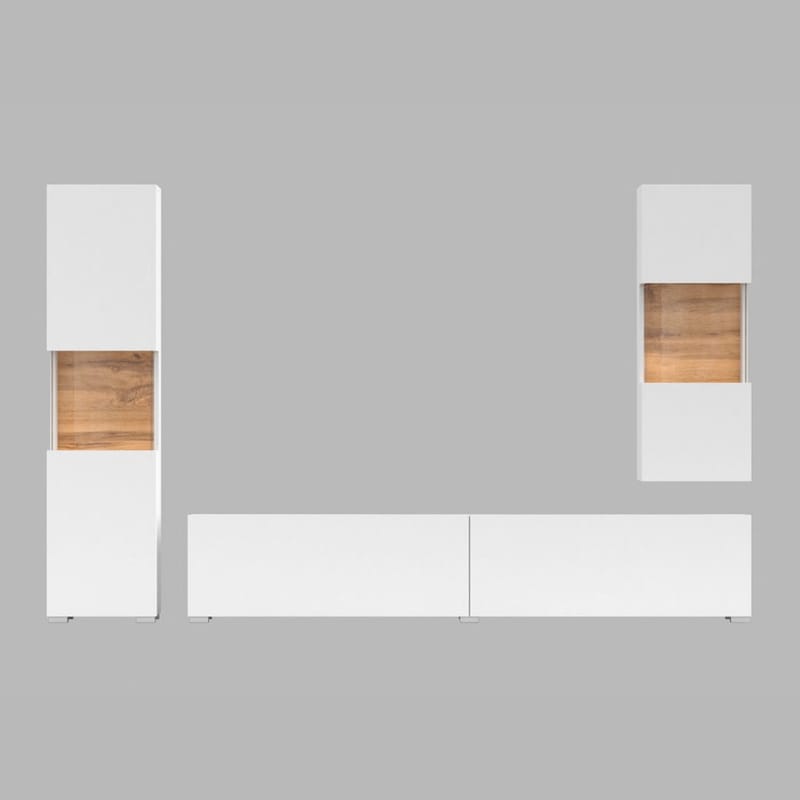Veggseksjon Ava 3 stykker (05+07+40) - Hvit - Oppbevaring - Oppbevaringsmøbler - Møbelsett til stue
