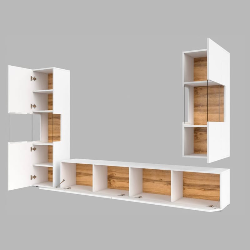 Veggseksjon Ava 3 stykker (05+07+40) - Hvit - Oppbevaring - Oppbevaringsmøbler - Møbelsett til stue