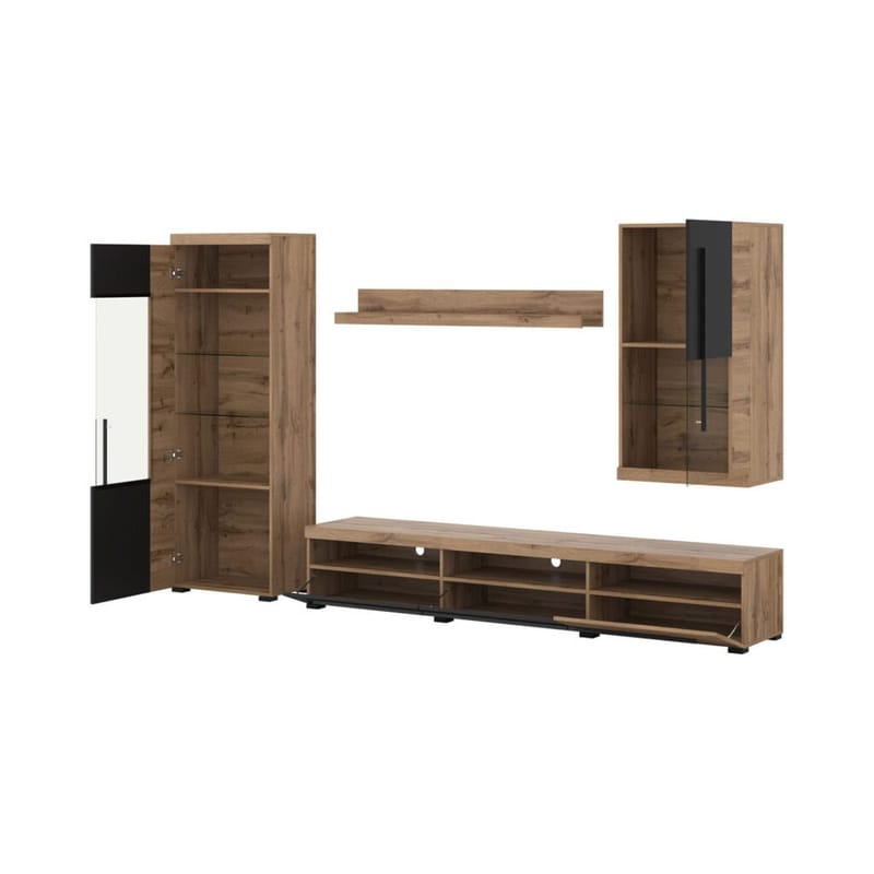 Veggseksjon Roger 4 deler - Wotan eik - Oppbevaring - Oppbevaringsmøbler - Møbelsett til stue