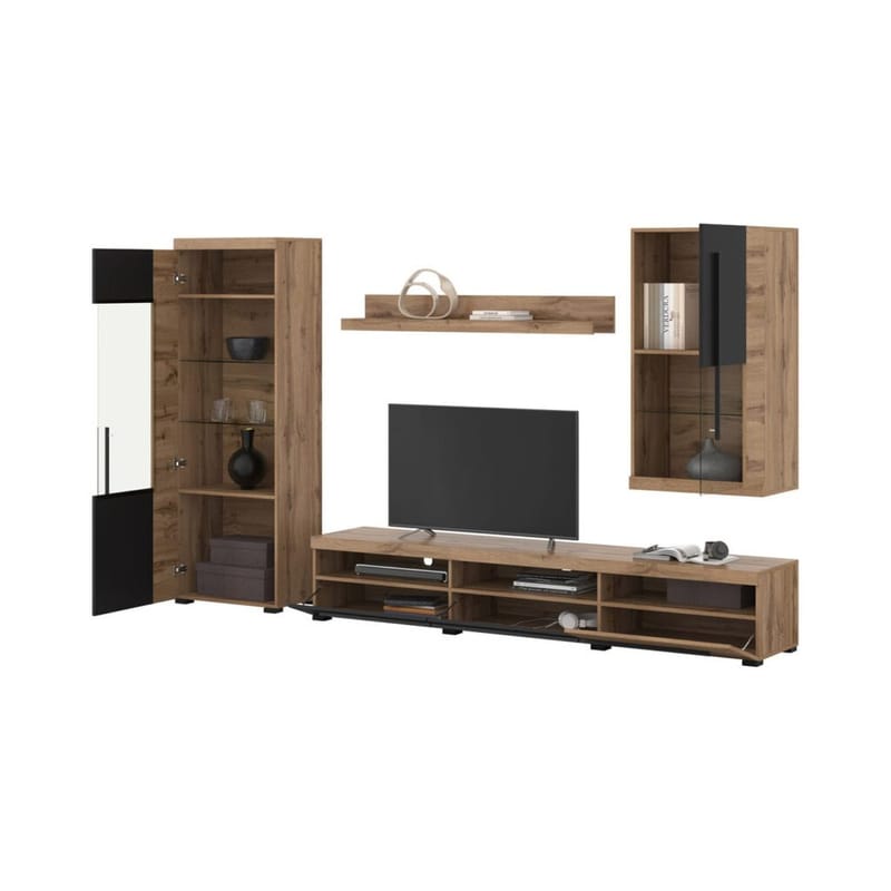 Veggseksjon Roger 4 deler - Wotan eik - Oppbevaring - Oppbevaringsmøbler - Møbelsett til stue