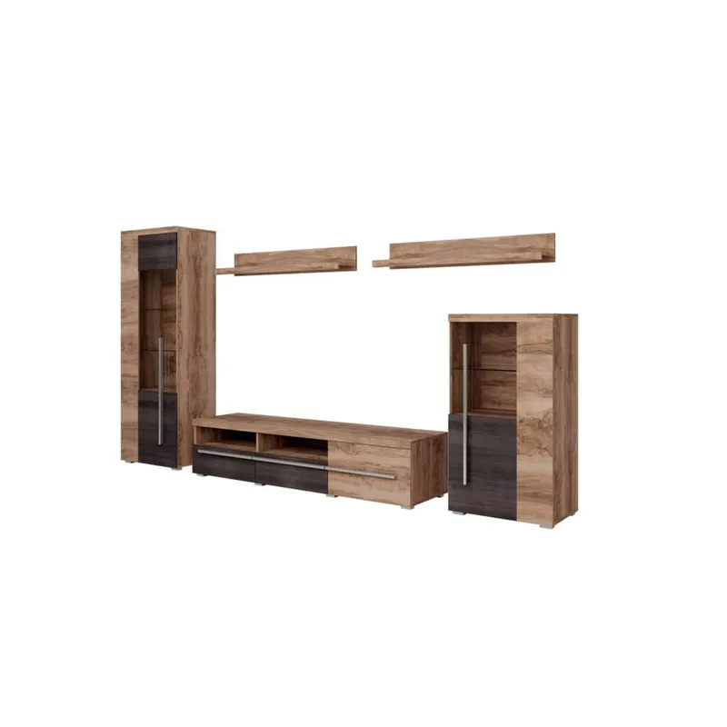 Veggseksjon Roger 5 deler, Satin valnøtt