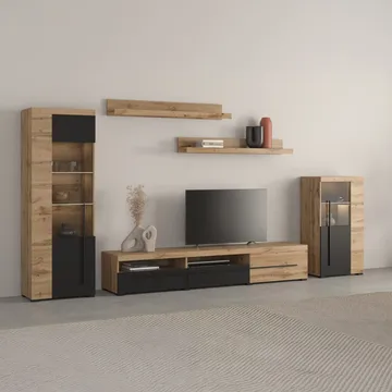 Veggseksjon Roger 5 deler - Wotan eik - Oppbevaring - Oppbevaringsmøbler - Møbelsett til stue