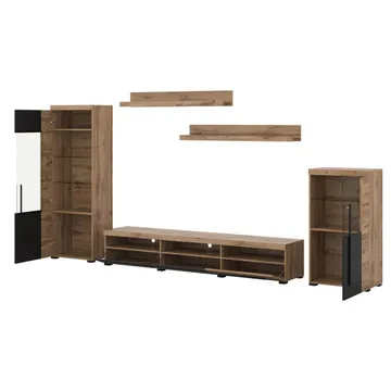 Veggseksjon Roger 5 deler - Wotan eik - Oppbevaring - Oppbevaringsmøbler - Møbelsett til stue