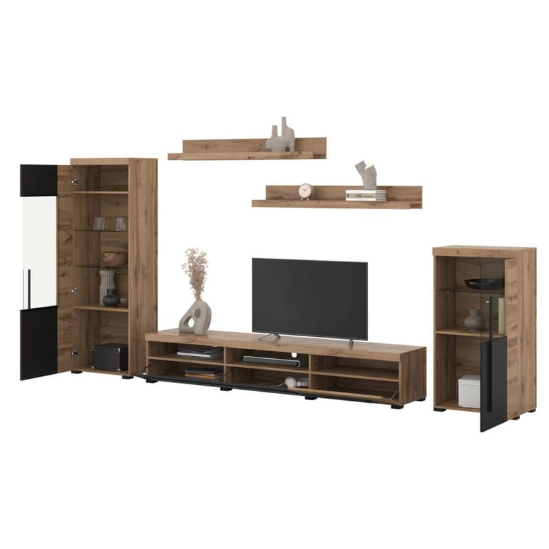 Veggseksjon Roger 5 deler - Wotan eik - Oppbevaring - Oppbevaringsmøbler - Møbelsett til stue