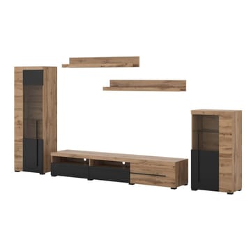 Veggseksjon Roger 5 deler - Wotan eik - Oppbevaring - Oppbevaringsmøbler - Møbelsett til stue