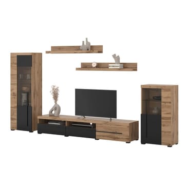 Veggseksjon Roger 5 deler - Wotan eik - Oppbevaring - Oppbevaringsmøbler - Møbelsett til stue