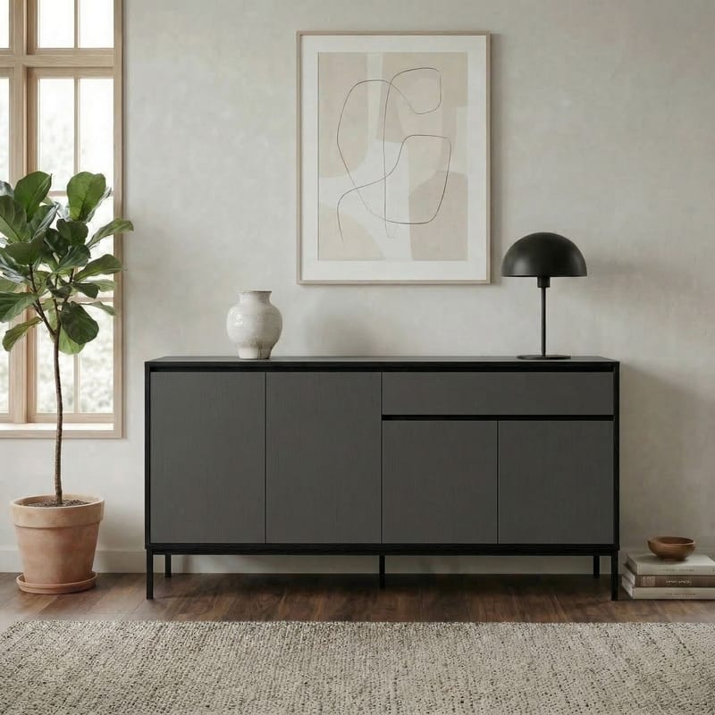 Velar Konsoll 180x80x40 cm - Anthracite/Wood Black/Black - Oppbevaring - Oppbevaringsmøbler - Sideboard & skjenk
