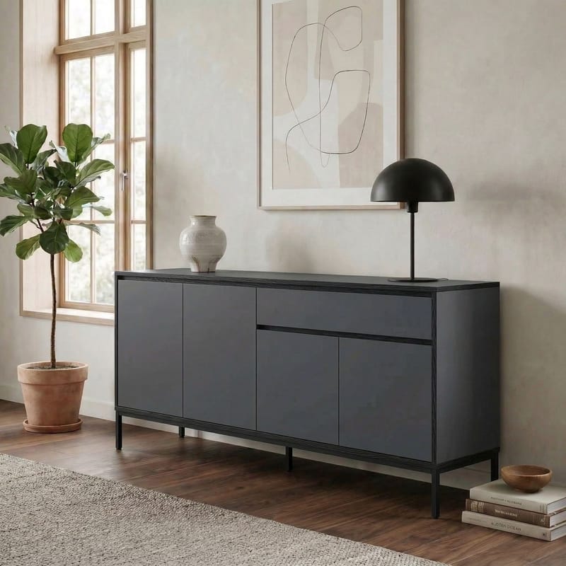 Velar Konsoll 180x80x40 cm - Anthracite/Wood Black/Black - Oppbevaring - Oppbevaringsmøbler - Sideboard & skjenk