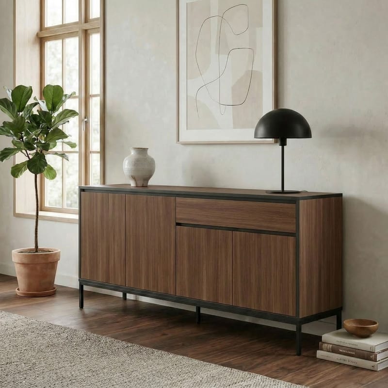 Velar Konsoll 180x80x40 cm - Milano Walnut, Wood Black, Black - Oppbevaring - Oppbevaringsmøbler - Sideboard & skjenk