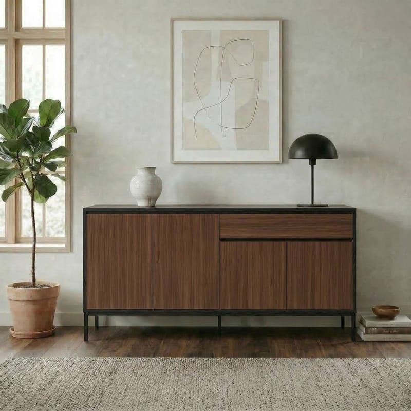 Velar Konsoll 180x80x40 cm - Milano Walnut, Wood Black, Black - Oppbevaring - Oppbevaringsmøbler - Sideboard & skjenk