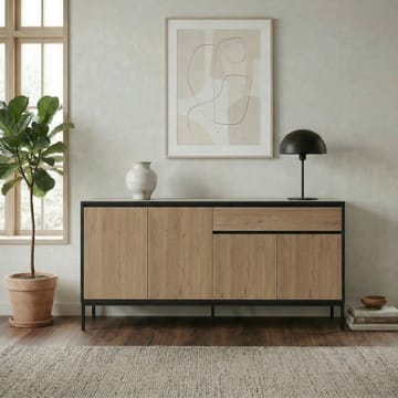 Velar Konsoll 180x80x40 cm - Naturlig eik, tre-svart, svart - Oppbevaring - Oppbevaringsmøbler - Sideboard & skjenk