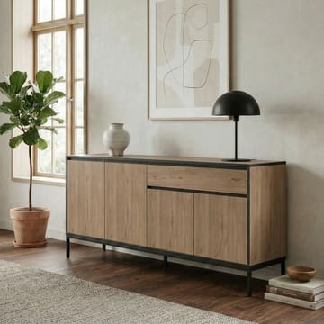 Velar Konsoll 180x80x40 cm - Naturlig eik, tre-svart, svart - Oppbevaring - Oppbevaringsmøbler - Sideboard & skjenk