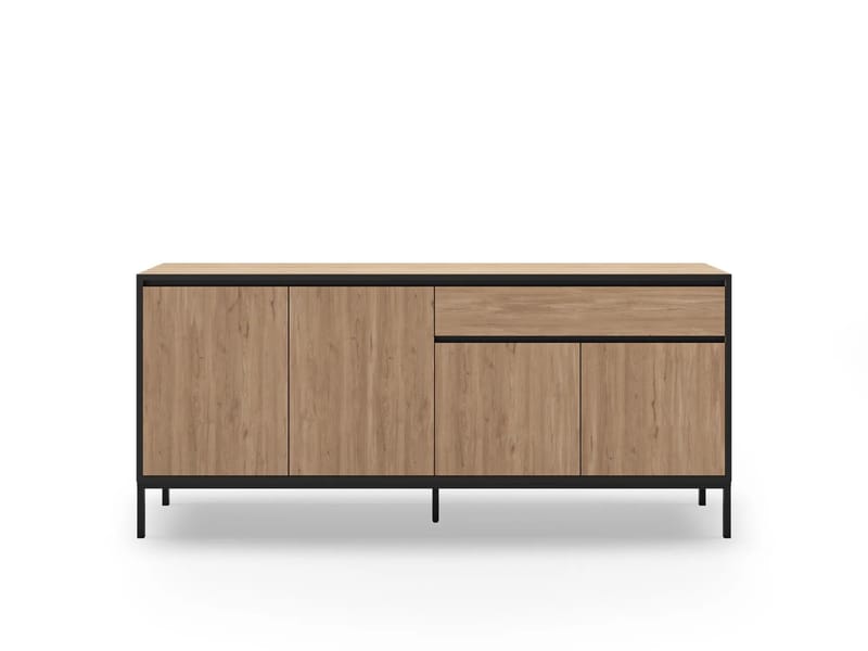 Velar Konsoll 180x80x40 cm - Naturlig eik, tre-svart, svart - Oppbevaring - Oppbevaringsmøbler - Sideboard & skjenk