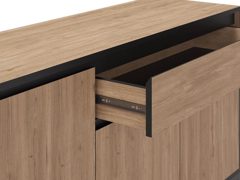 Velar Konsoll 180x80x40 cm - Naturlig eik, tre-svart, svart - Oppbevaring - Oppbevaringsmøbler - Sideboard & skjenk