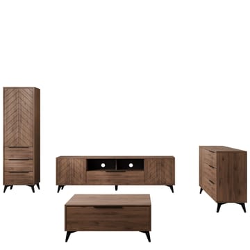 Vemdalen møbelsett til stue - TV-benk, bokhylle, skjenk og sofabord - brun - Oppbevaring - Oppbevaringsmøbler - Møbelsett til stue