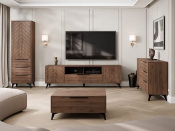 Vemdalen møbelsett til stue - TV-benk, bokhylle, skjenk og sofabord - brun - Oppbevaring - Oppbevaringsmøbler - Møbelsett til stue