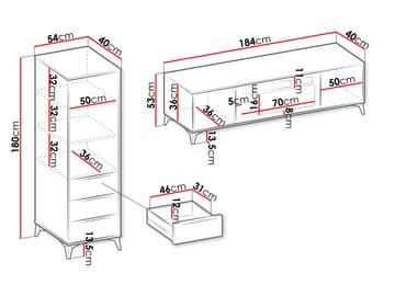 Vemdalen møbelsett til stue - TV-benk og høyskap - brun - Oppbevaring - Oppbevaringsmøbler - Møbelsett til stue