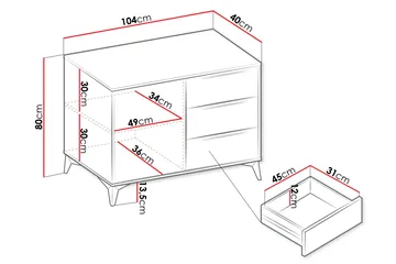 Vemdalen Skjenk 104x40 cm - Hvit - Oppbevaring - Oppbevaringsmøbler - Sideboard & skjenk