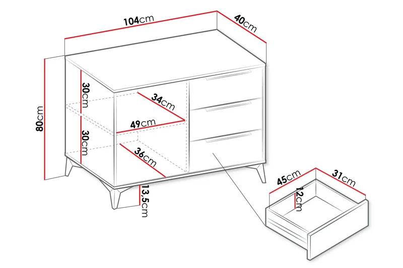 Vemdalen Skjenk 104x40 cm - Hvit - Oppbevaring - Oppbevaringsmøbler - Sideboard & skjenk