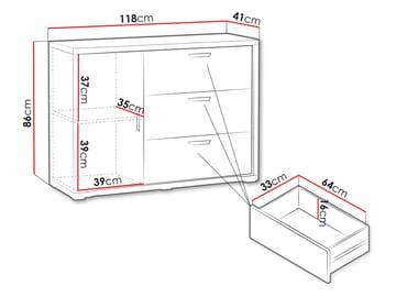 Veyricus Skjenk 118 cm - Oppbevaring - Oppbevaringsmøbler - Sideboard & skjenk