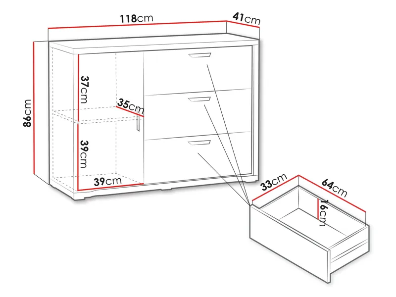 Veyricus Skjenk 118 cm - Oppbevaring - Oppbevaringsmøbler - Sideboard & skjenk