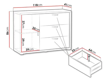 Veyricus Skjenk 118 cm - Oppbevaring - Oppbevaringsmøbler - Sideboard & skjenk