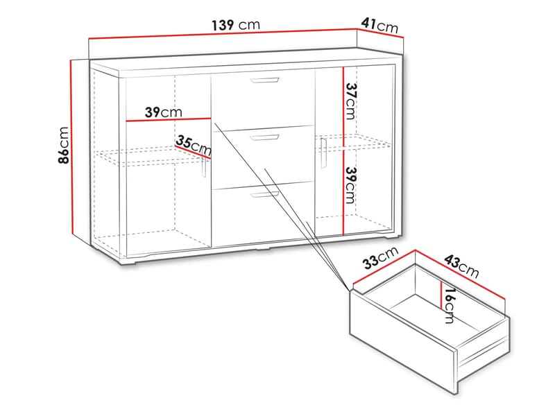 Veyricus Skjenk 139 cm - Oppbevaring - Oppbevaringsmøbler - Sideboard & skjenk